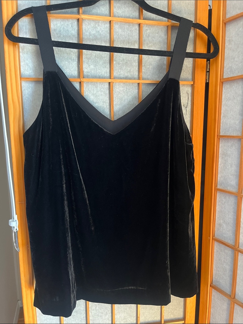 NWT J. Crew Black Velvet V-Neck Tank Top M